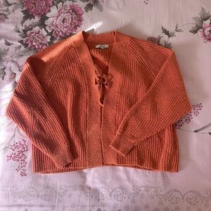 Madewell Orange Rust Tie-Front Knit Cardigan